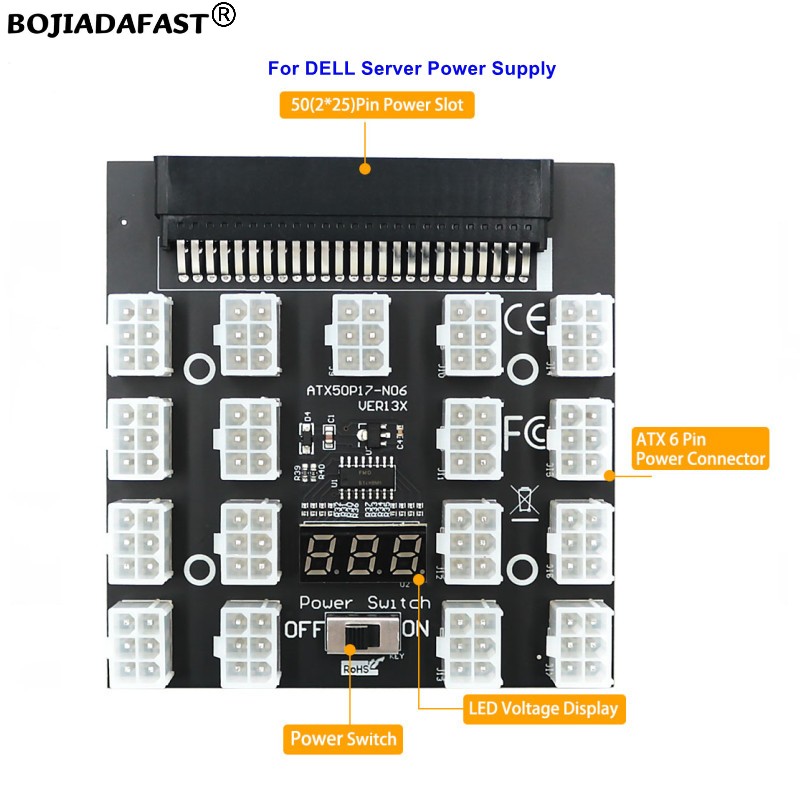 2400W Server Psu Breakout Board - Placa de conexión con conector PCI-E
